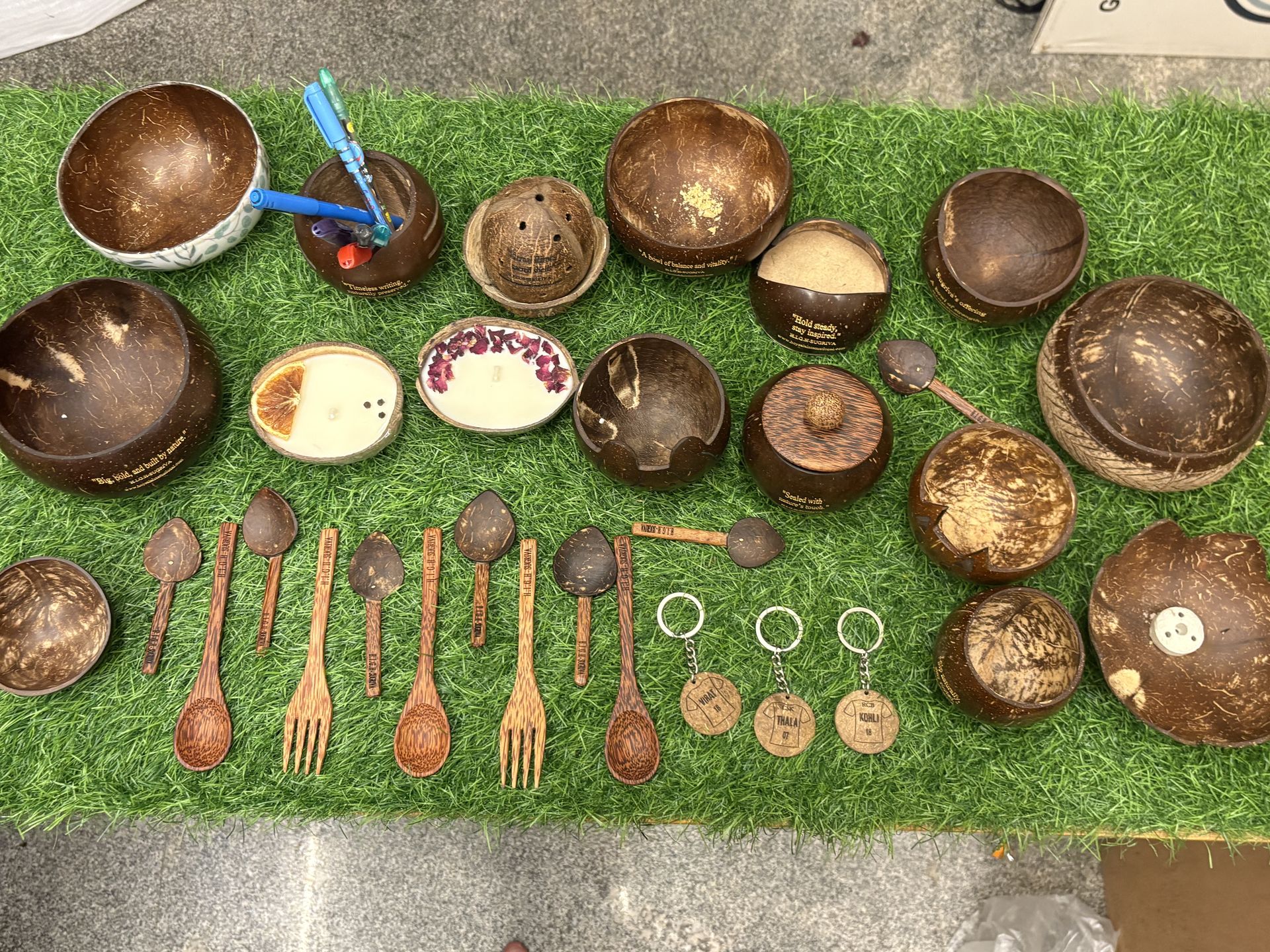 Handcrafted coconut shell products from India – eco-friendly natural fiber exports