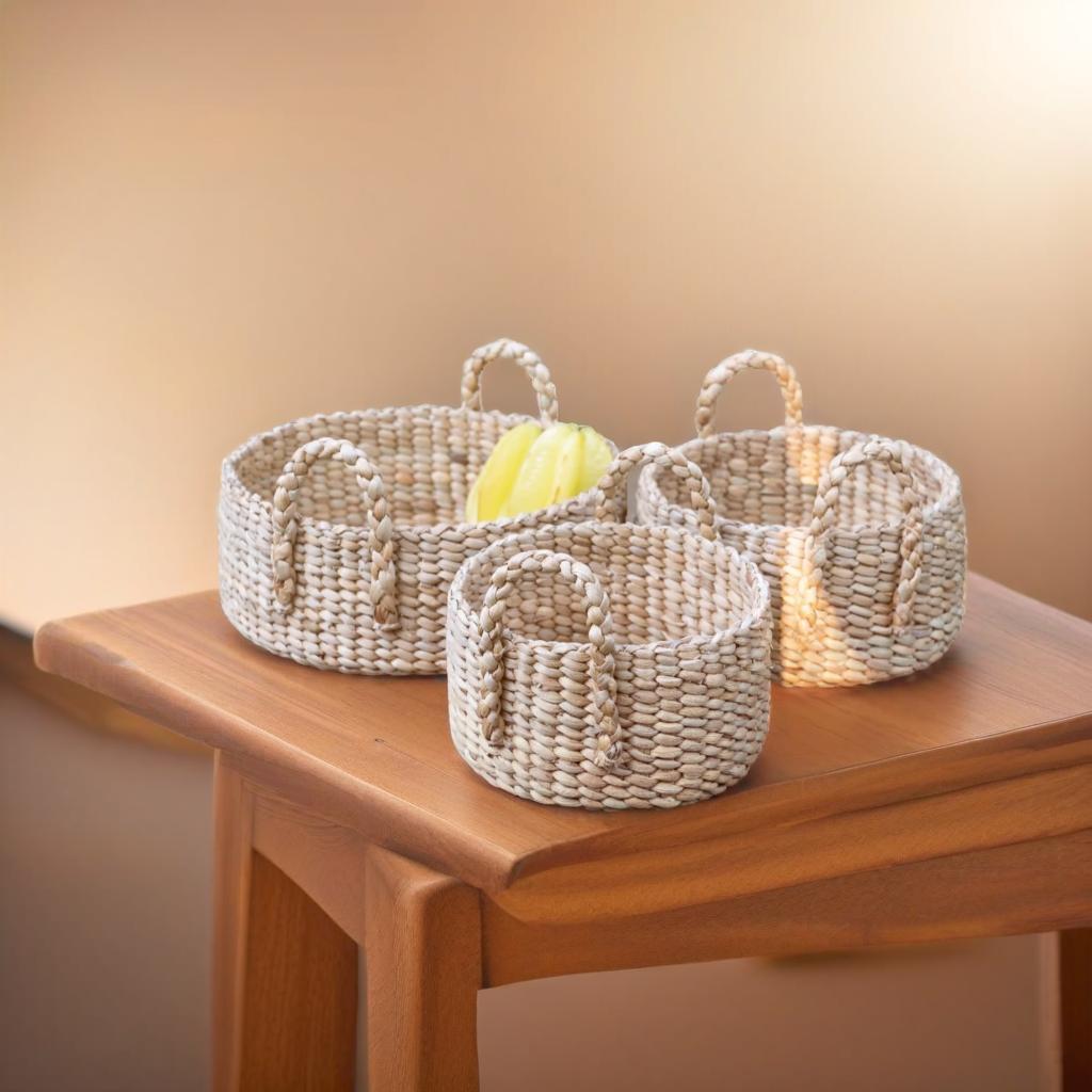 Eco-friendly handmade water hyacinth products from India – sustainable natural fiber crafts