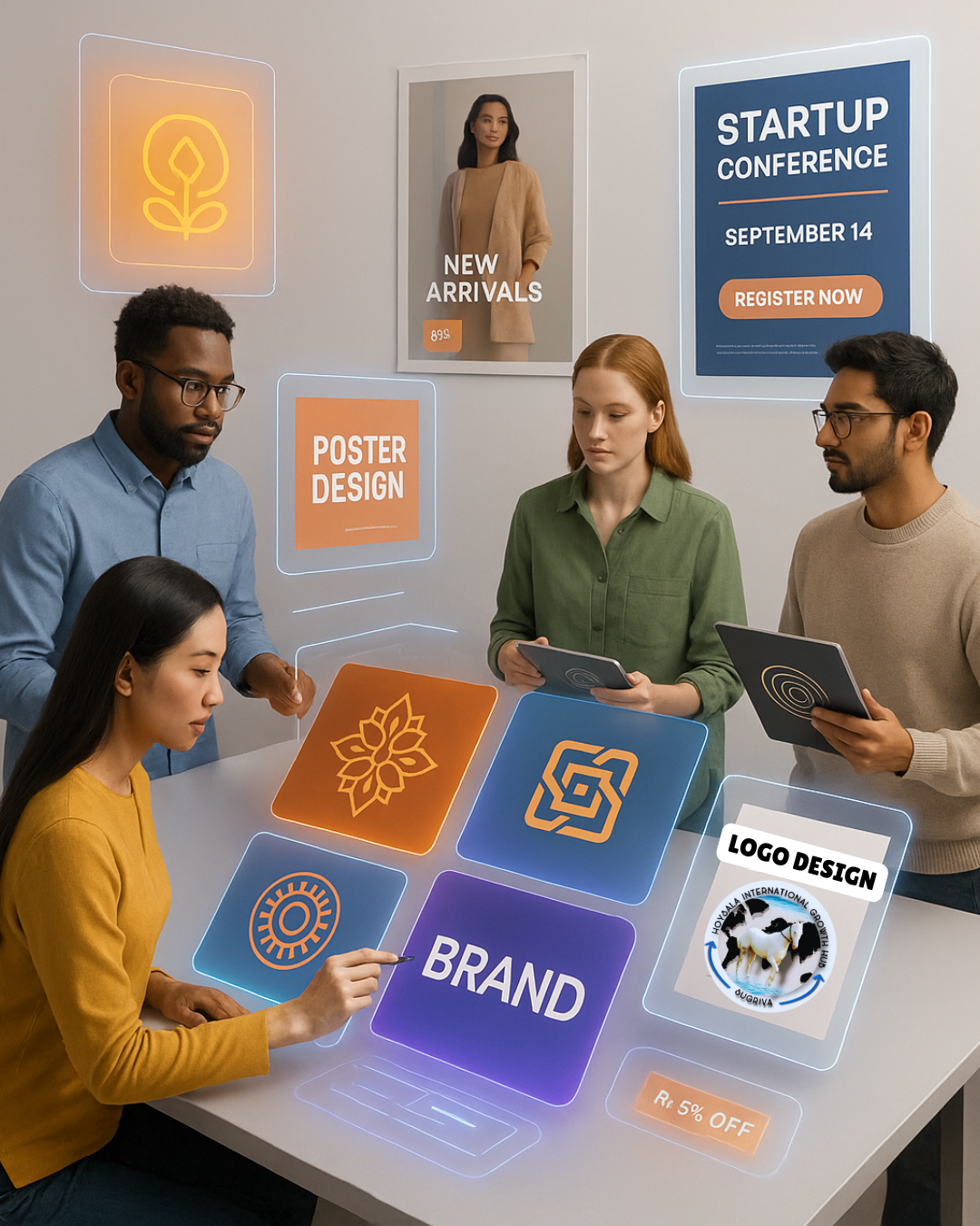 Brand Identity Tailored for Global Eyes Posters and identity kits in English, Arabic, Hindi