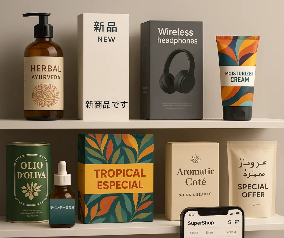 Export Packaging Tailored to Culture and Compliance Global product packaging with cultural elements and regulatory labels