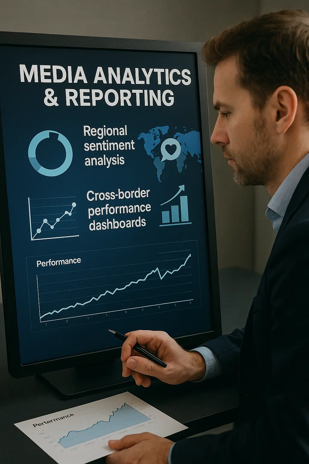 Measure engagement across countries Dashboard showing cultural performance metrics of trade videos
