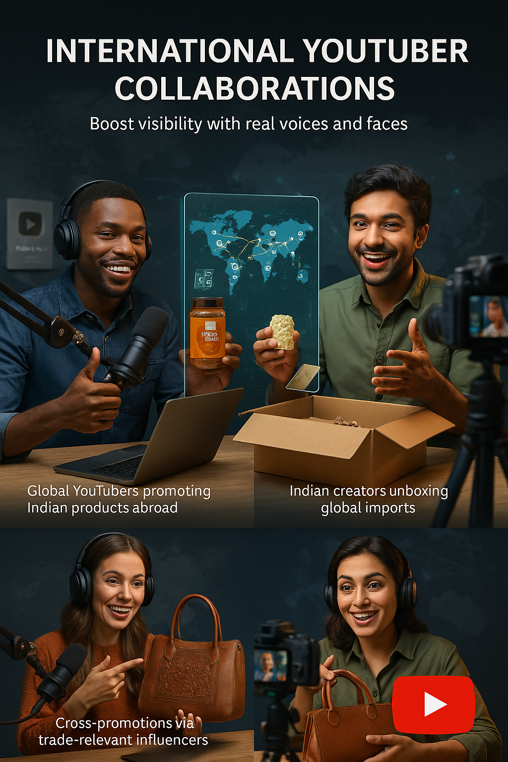 Partner with influencers for product visibility Creator icon with product and country flag mashups