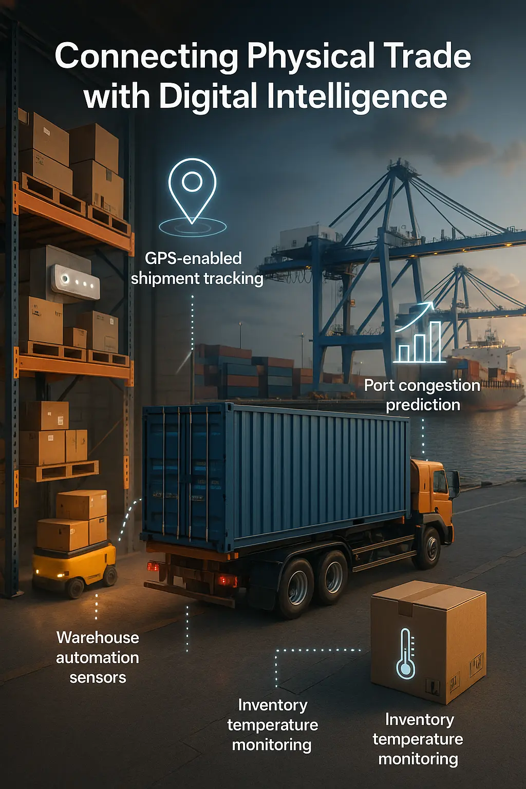 Use connected devices for real-time logistics and monitoring IoT sensors tracking shipments and warehouse operations
