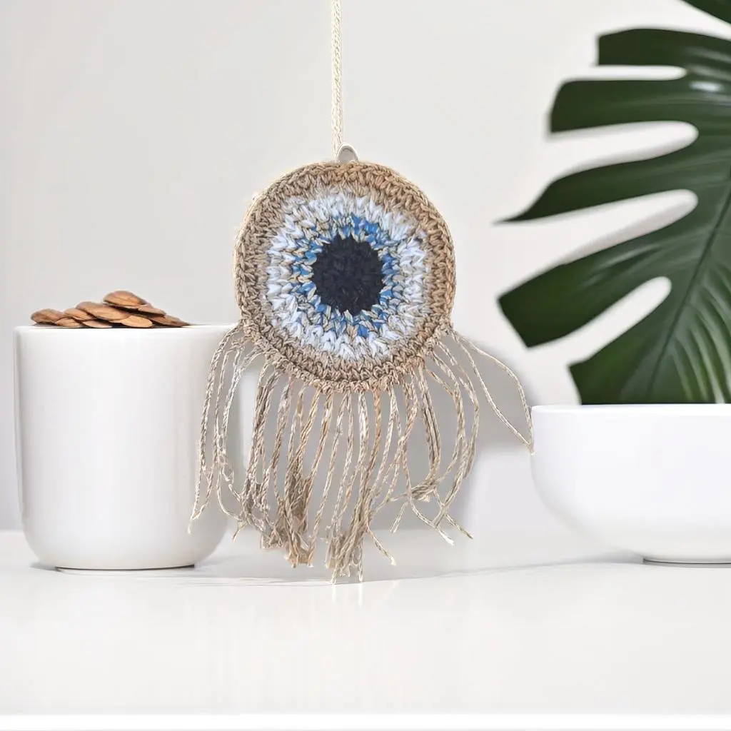 Handcrafted Banana Fibre Evil Eye Wall Decor – Indian Artisanal Charm