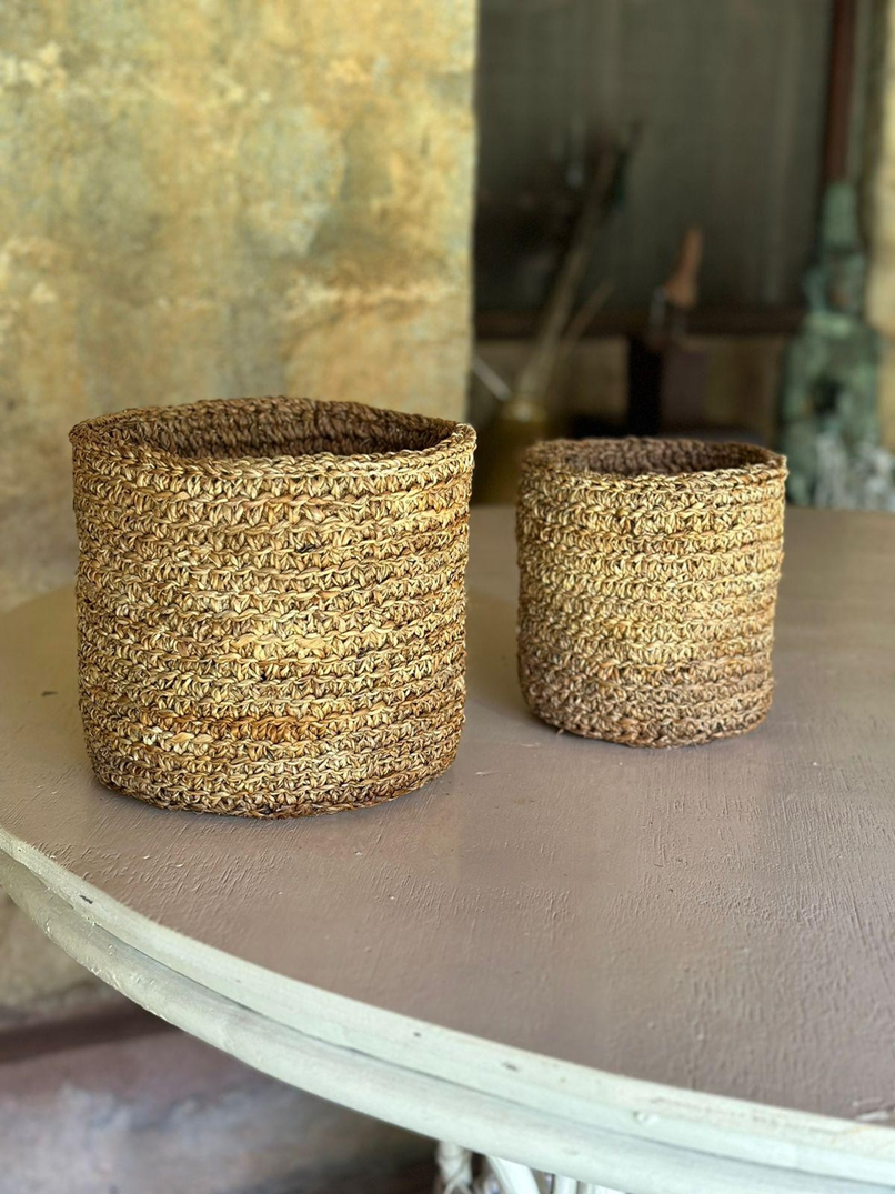 Compact Storage Baskets – Natural Banana Fibre Handcraft