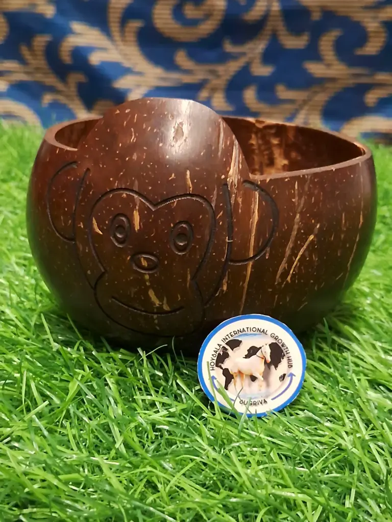 Coconut shell monkey face bowl