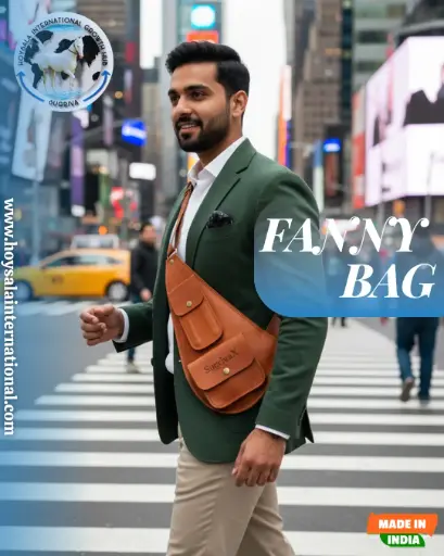 [FANNY-01] Handmade Leather Crossbody Fanny Bag | Premium Vegetable-Tanned Goat Leather | Lightweight Day Bag with Adjustable Strap | Multi-Pocket Travel & Everyday Sling | Anti-Fade & Durable